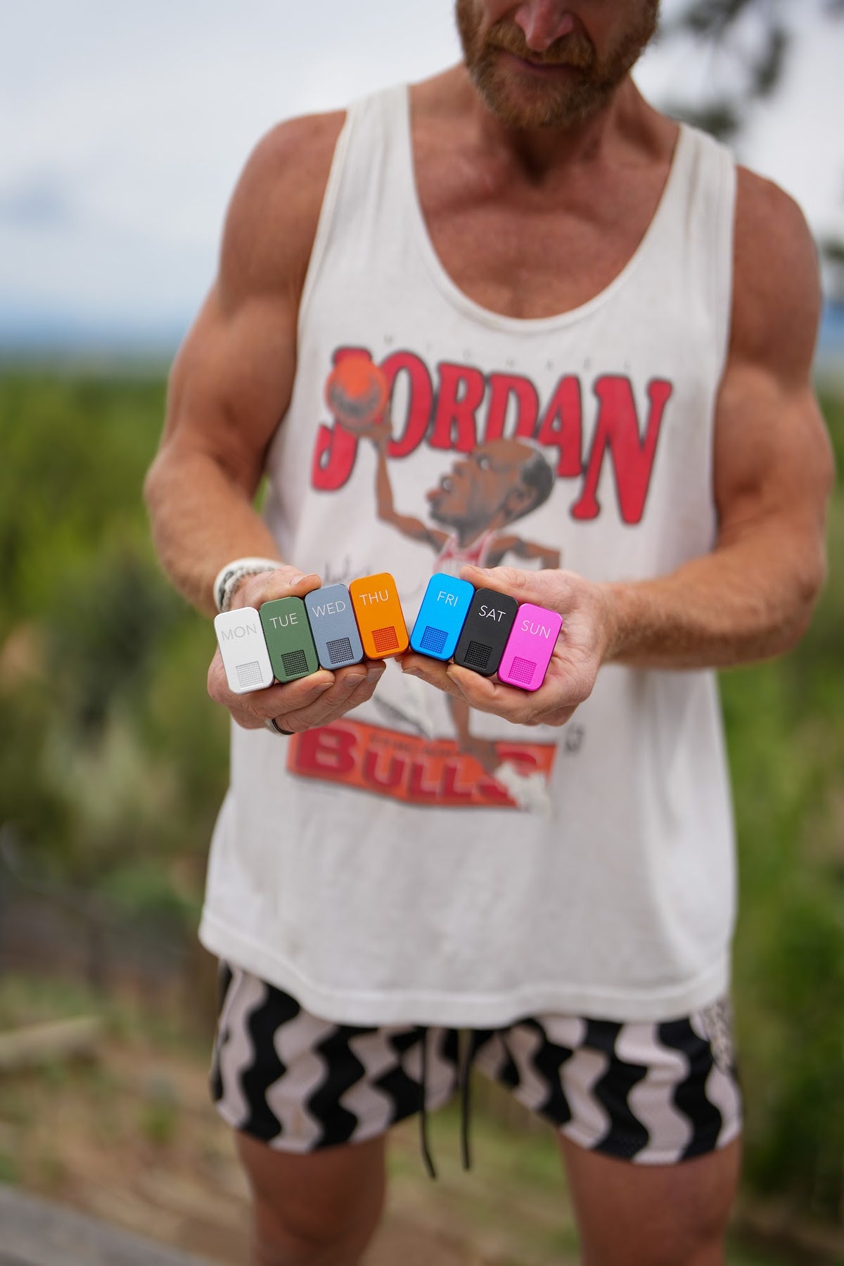 Eric Hinman holding a full week of MagNano cases